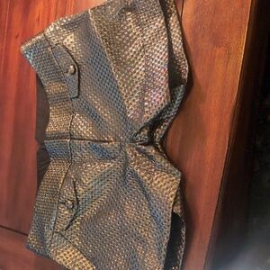 Express Metallic Silver And Black  Dress Shorts